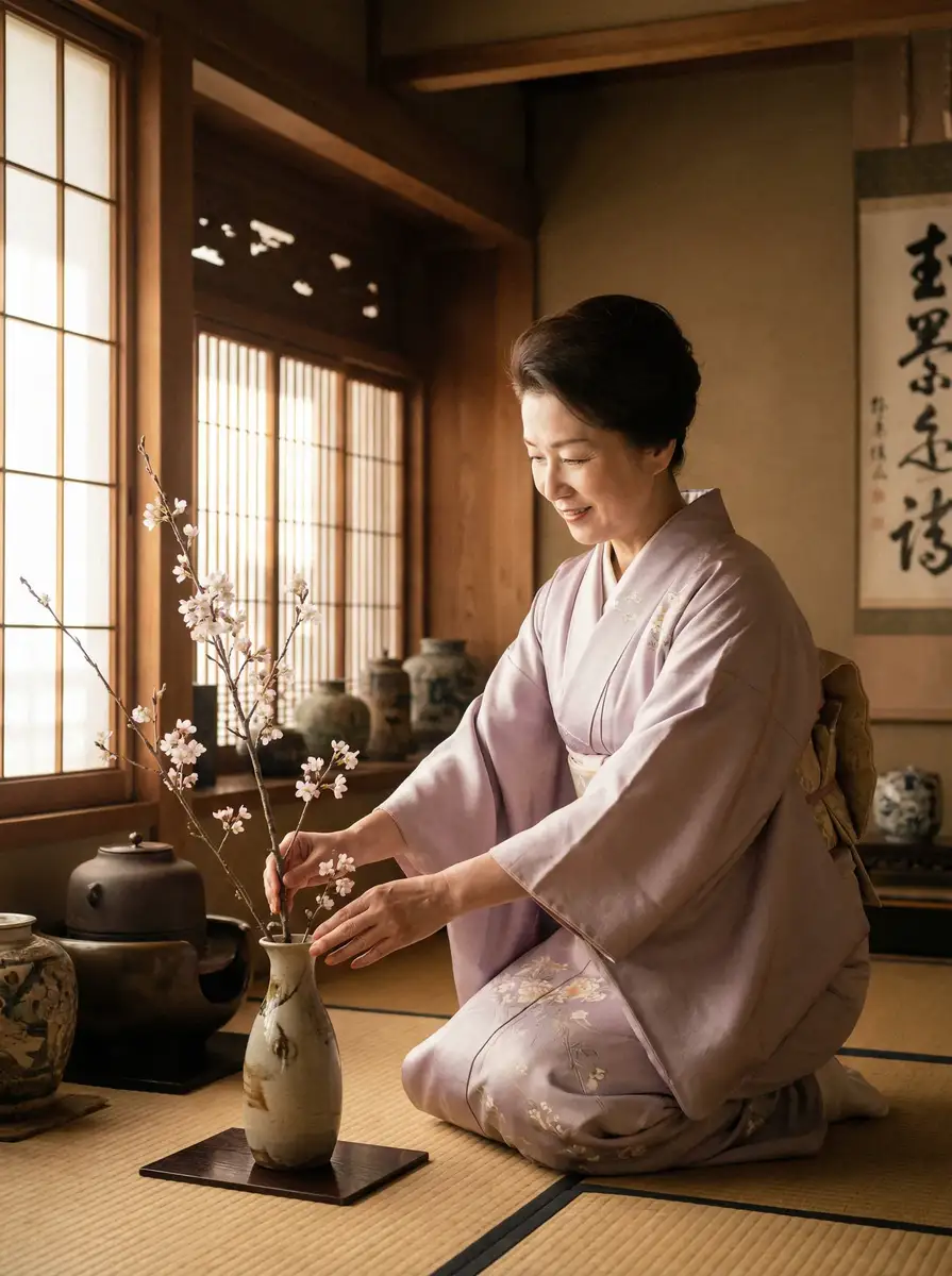一位优雅的 h动漫-h动漫官方入口-高清在线|免费观看 在和室中插花